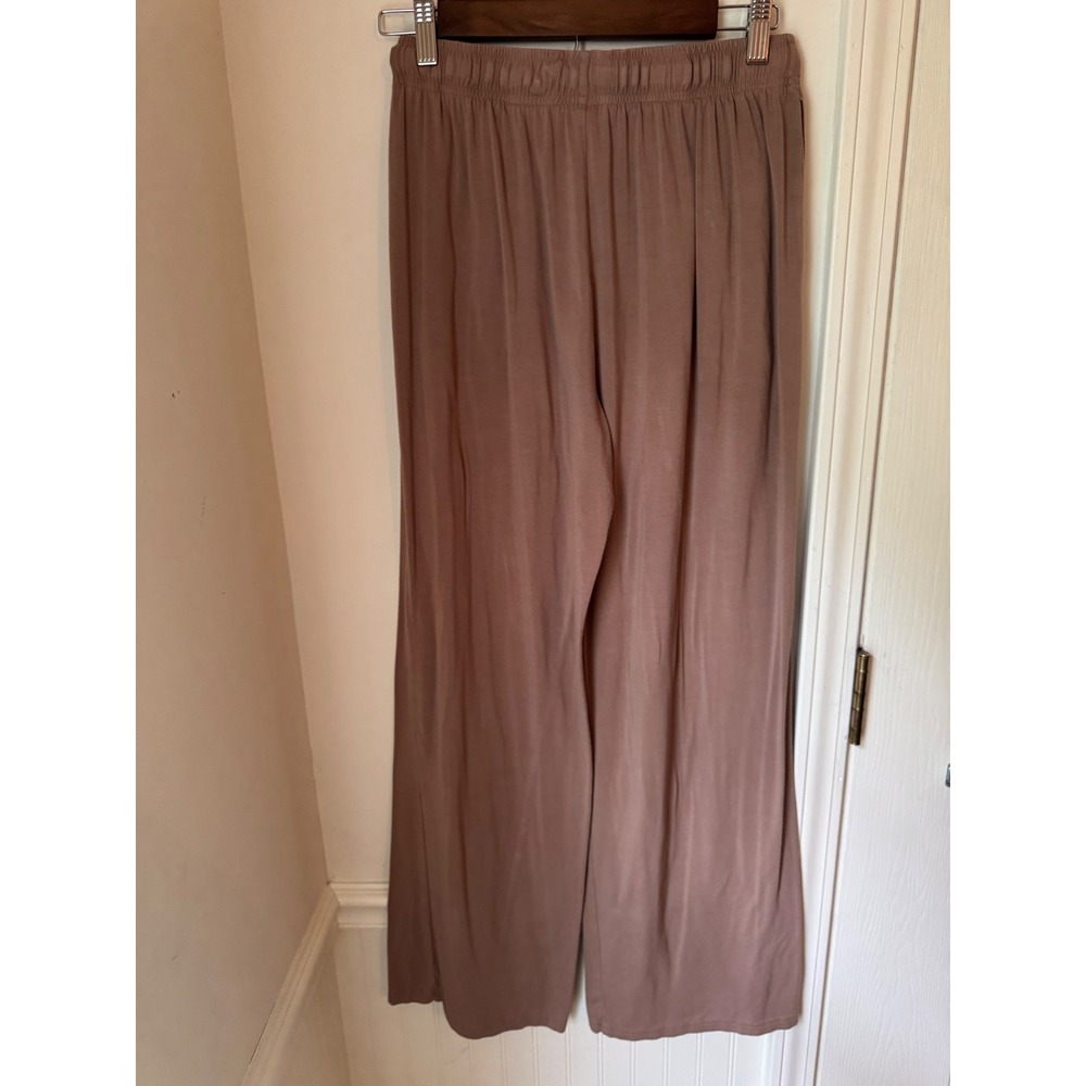 Comfrt Wide Leg Lounge Pants Mauve Brown High Rise Drawstring Size M - Picture 2 of 9